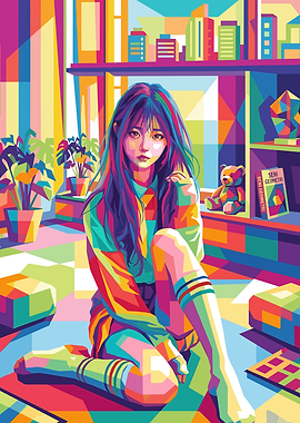 Colorful Pop Art Portrait of a Girl