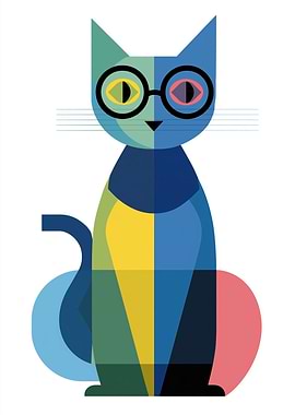 Geometric Cat with Glasses