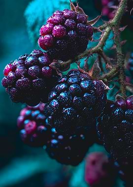 Vibrant Blackberries with Dew Drops