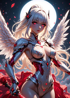 Anime Angel Warrior with Rose Sword