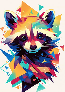 Geometric Raccoon Portrait