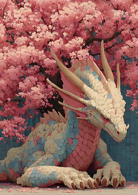 Dragon Under Cherry Blossoms
