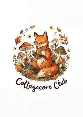 Cottagecore Fox Reading Book