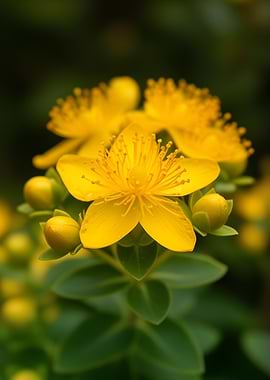Yellow St. John's Wort Flowers and Buds