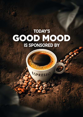 Espresso Coffee Cup with Beans