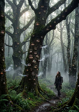 Mysterious Forest with Watching Trees