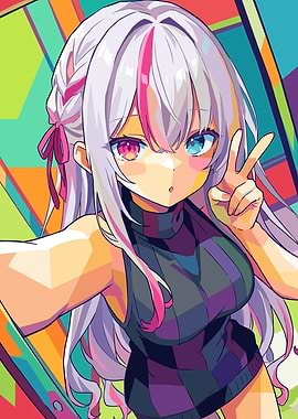 Anime Girl Taking a Selfie