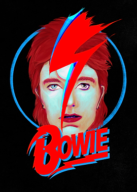 David Bowie Lightning Bolt Portrait