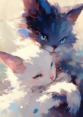 Two Cats Embracing