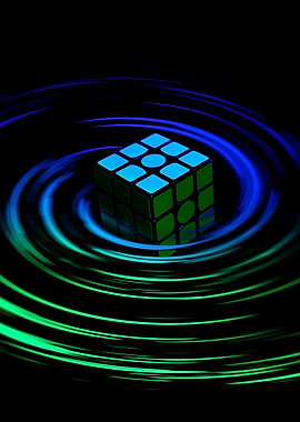 Rubik's Cube with Swirling Lights