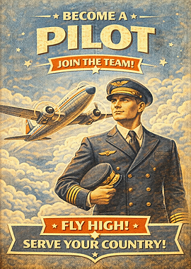 Vintage Pilot Recruitment Poster