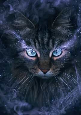Mystical Cat with Glowing Eyes