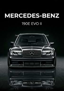 black Mercedes-Benz 190E EVO II poster