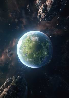 Earth from Space with Asteroids