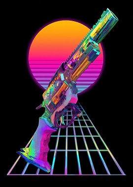 Retro Futuristic Gun Art