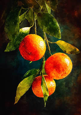 Vibrant Tangerines on a Branch