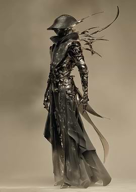 Futuristic Warrior in Metallic Armor