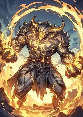 Fiery Minotaur Warrior