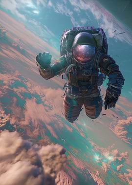 Astronaut Floating Above Earth