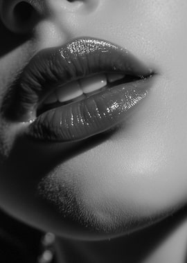 Close-up of glossy red lips