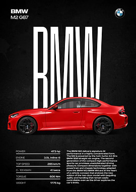 BMW M2 G87 Car Poster