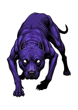 Aggressive Purple Pitbull Dog Illustration