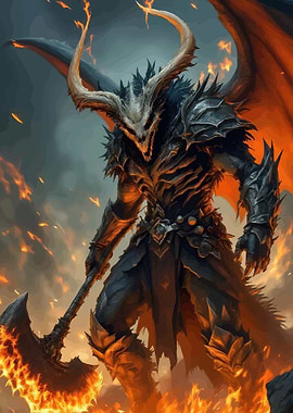 Demonic Warrior with Fiery Axe