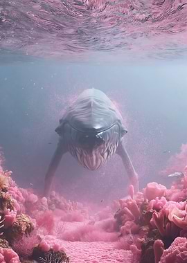 Whale in a Pink Coral Reef