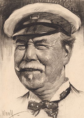 Charcoal Portrait of a Man in a Hat