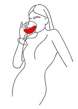 Woman drinking red wine