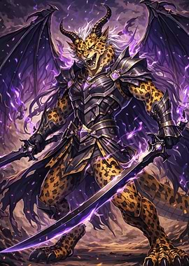 Leopard Warrior with Purple Energy