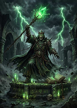 Dark Wizard with Crystal Staff
