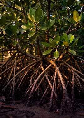 Mangrove Roots and Leaves