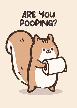 Cute Squirrel Holding Toilet Paper