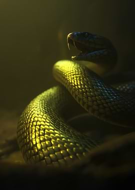 Aggressive Snake with Open Mouth