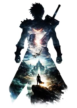 Silhouette Warrior with Epic Landscape