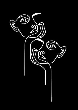 Abstract Line Art Faces