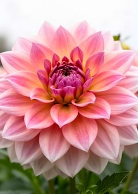 Close-up of a Pink and Orange Dahlia