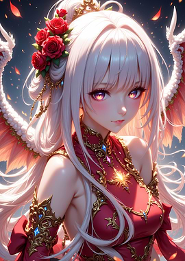 Anime Angel with Roses