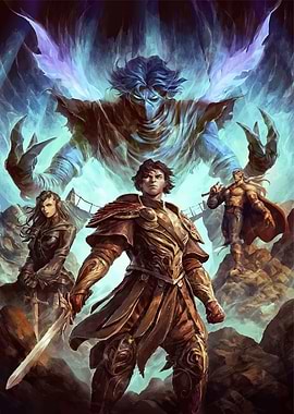 Fantasy Heroes Confronting a Spectral Being
