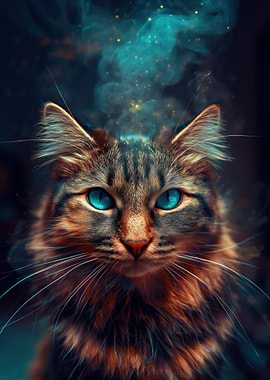 Mystical Cat with Blue Eyes