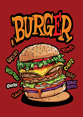 Burger Illustration with Ingredients