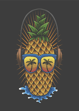 Pineapple DJ with Sunglasses