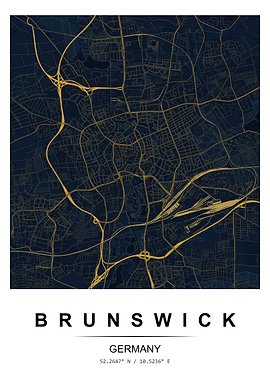 Brunswick Germany Map Poster