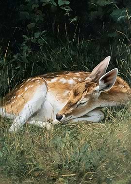 Fawn Sleeping in Grass