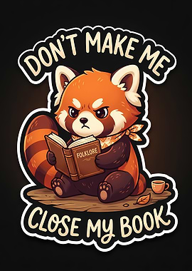 Grumpy Red Panda Reading Folklore