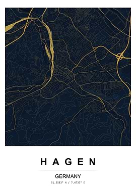 Hagen Germany Map Poster