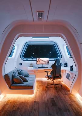Futuristic Space Station Gaming Room