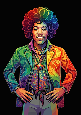 Jimi Hendrix Rainbow Pop Art