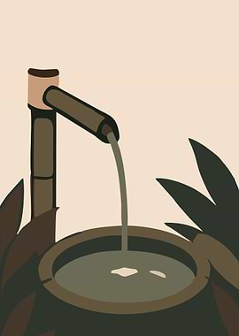 Bamboo Fountain with Water